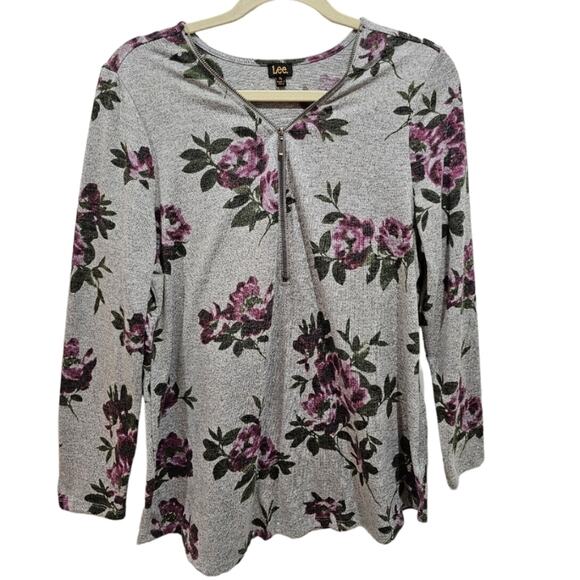 Lee 1/2 Zip Floral Long Sleeve Top XL - Picture 1 of 8